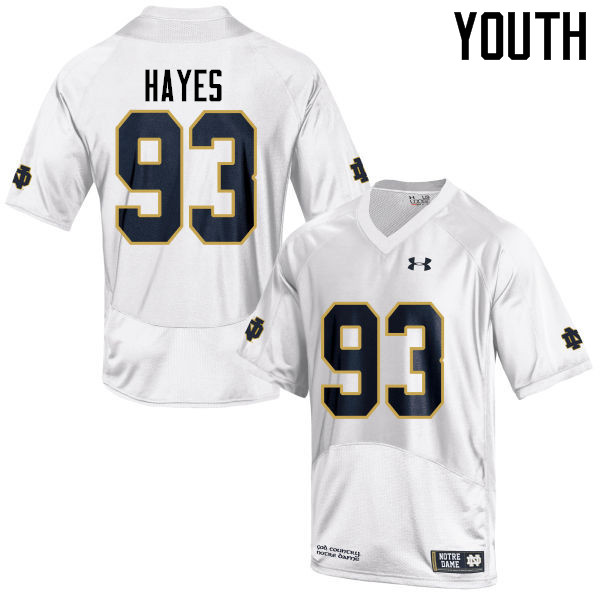 Youth #93 Jay Hayes Notre Dame Fighting Irish College Football Jerseys-White - Click Image to Close